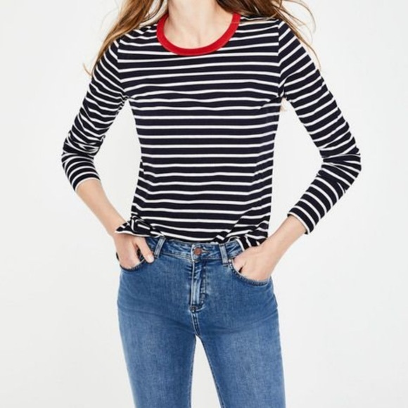 Boden Tops - Boden striped contrast long sleeve top 2